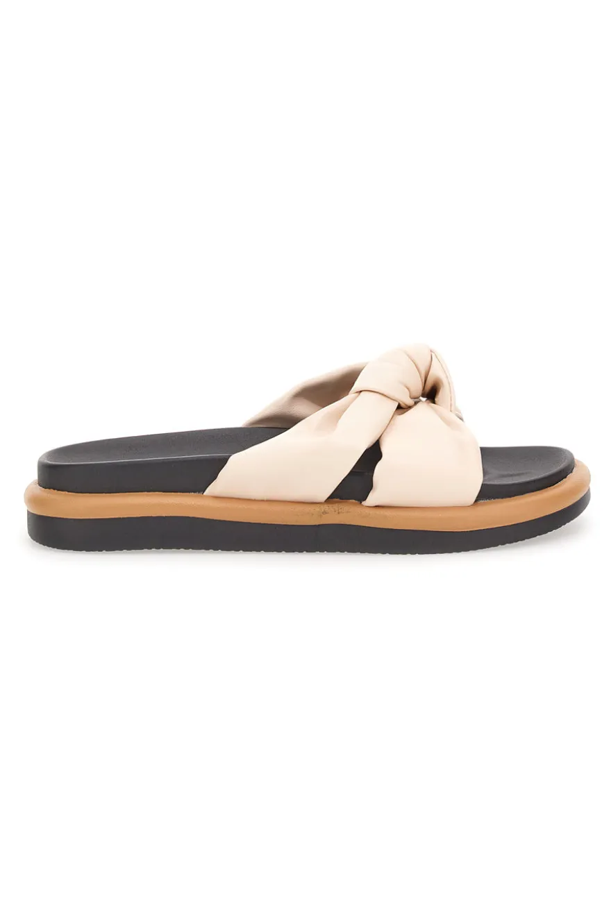 Ciabatte casual Prima Riga 43 Beige con arricciatura