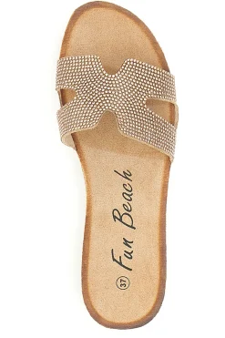 Ciabatte Champagne con Fascia Glitterata FUN BEACH 13523