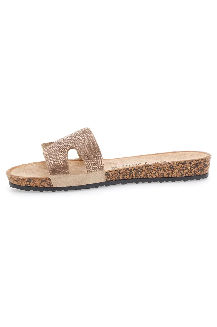 Ciabatte Champagne con Fascia Glitterata FUN BEACH 13523