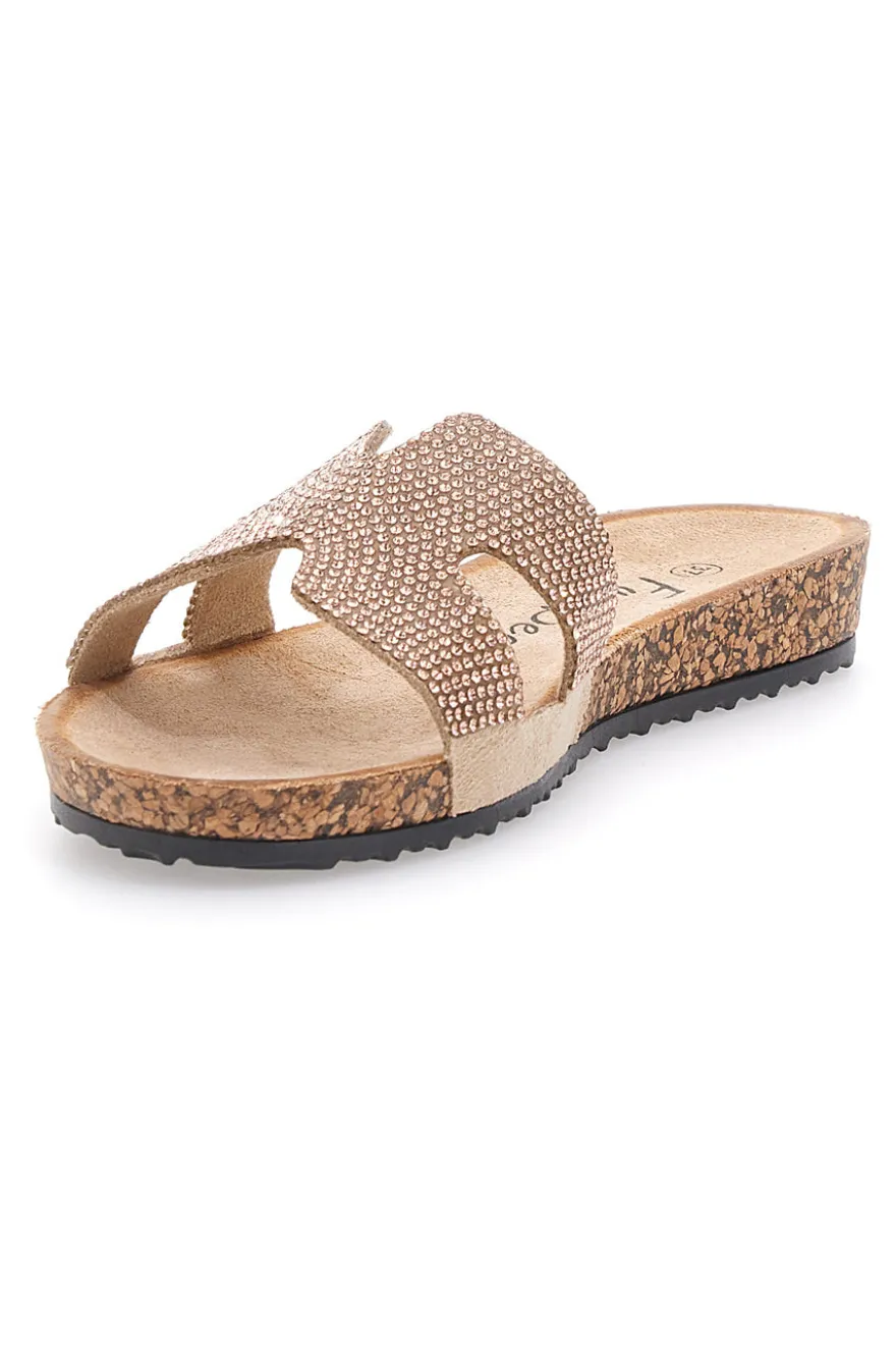 Ciabatte Champagne con Fascia Glitterata FUN BEACH 13523
