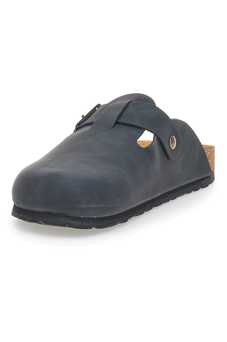 Ciabatte Chiuse Nere con Sottopiede in Pelle Made in Italy PITTARELLO TIERRA 335A013PR