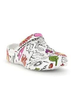 Ciabatte clog bianche con stampa floreale Woz 7