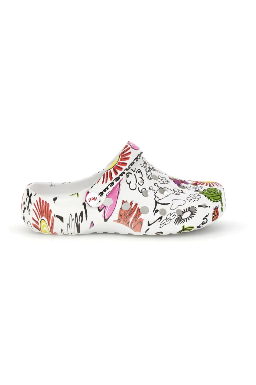Ciabatte clog bianche con stampa floreale Woz 7