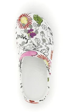 Ciabatte clog bianche con stampa floreale Woz 7