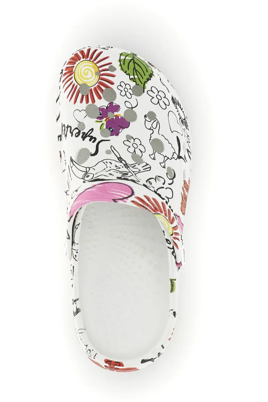 Ciabatte clog bianche con stampa floreale Woz 7