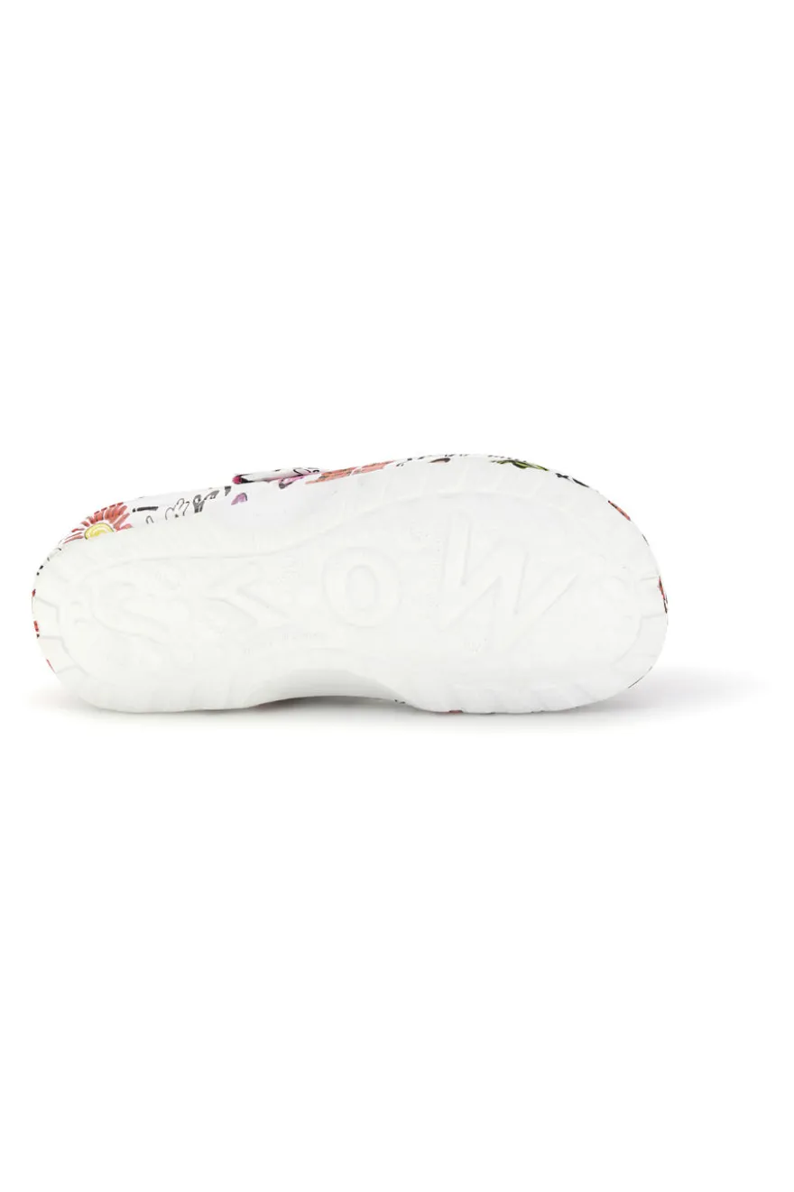 Ciabatte clog bianche con stampa floreale Woz 7