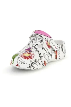 Ciabatte clog bianche con stampa floreale Woz 7