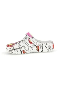 Ciabatte clog bianche con stampa floreale Woz 7