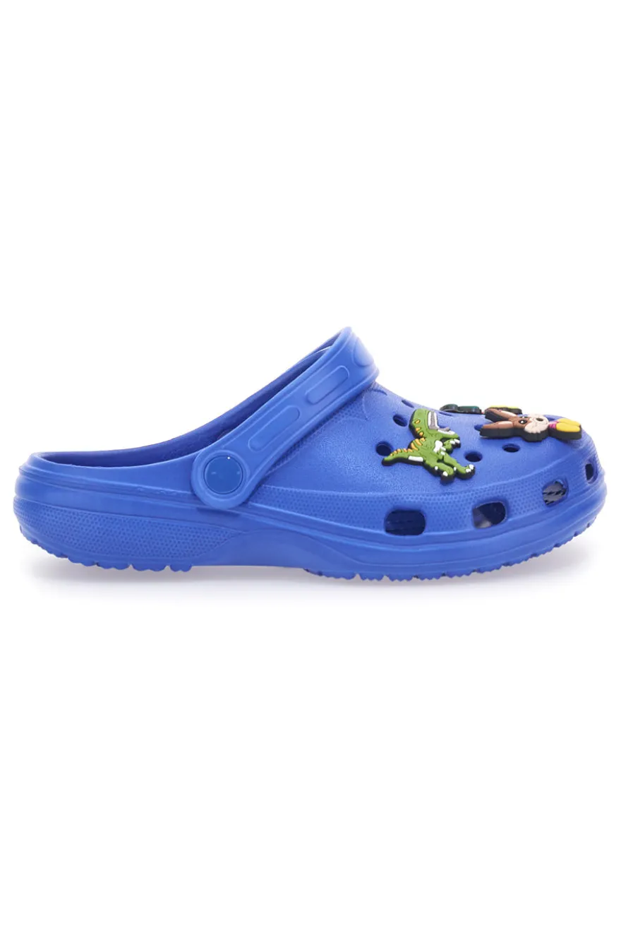 Ciabatte Clog blu con applicazioni dinosauri 2T2L 726