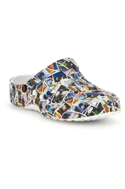 Ciabatte clog multicolore con stampa Woz 2