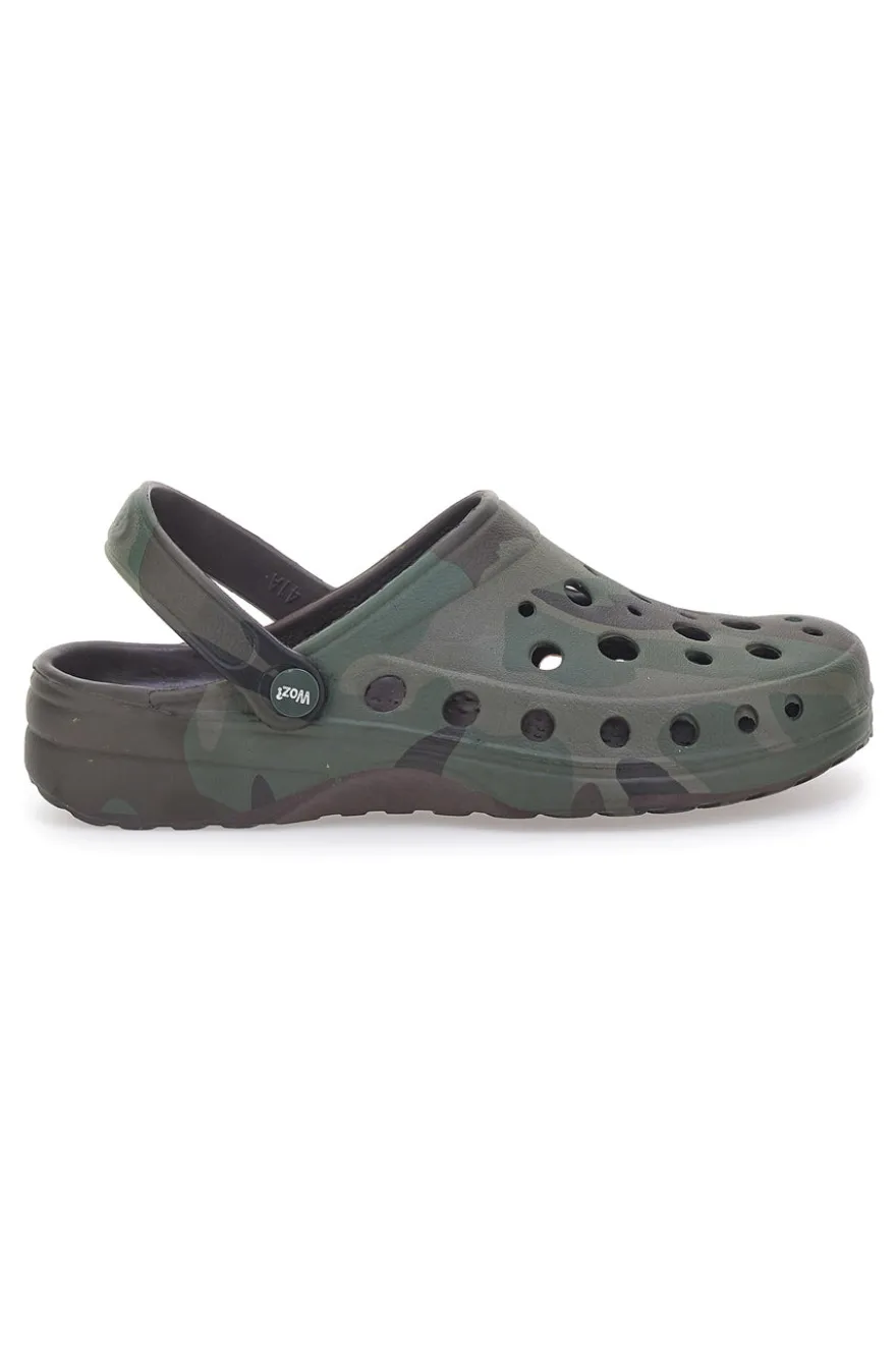 Ciabatte Clog verde militare comode e leggere da uomo Woz 3