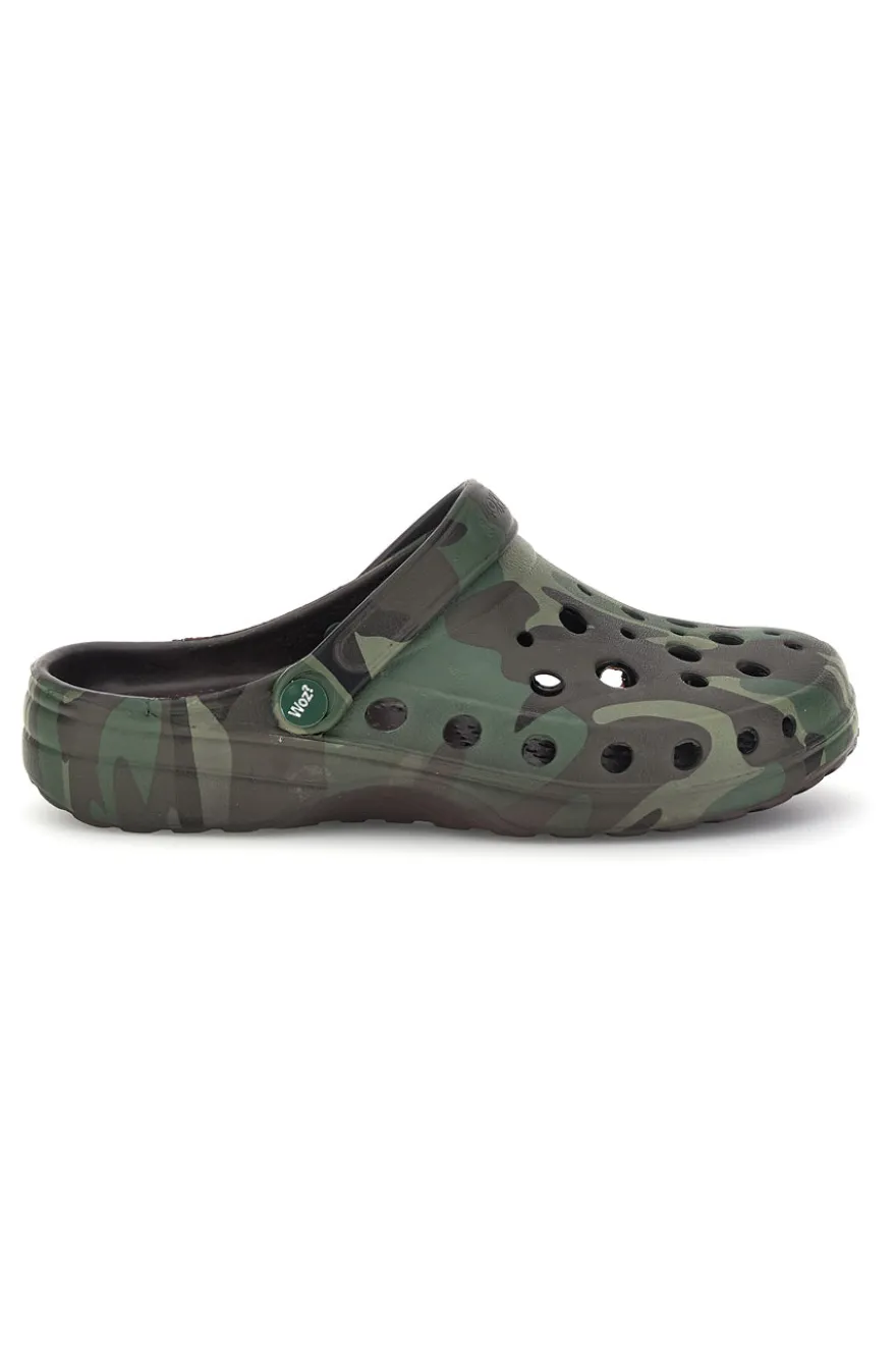 Ciabatte clog verdi camouflage Woz 1