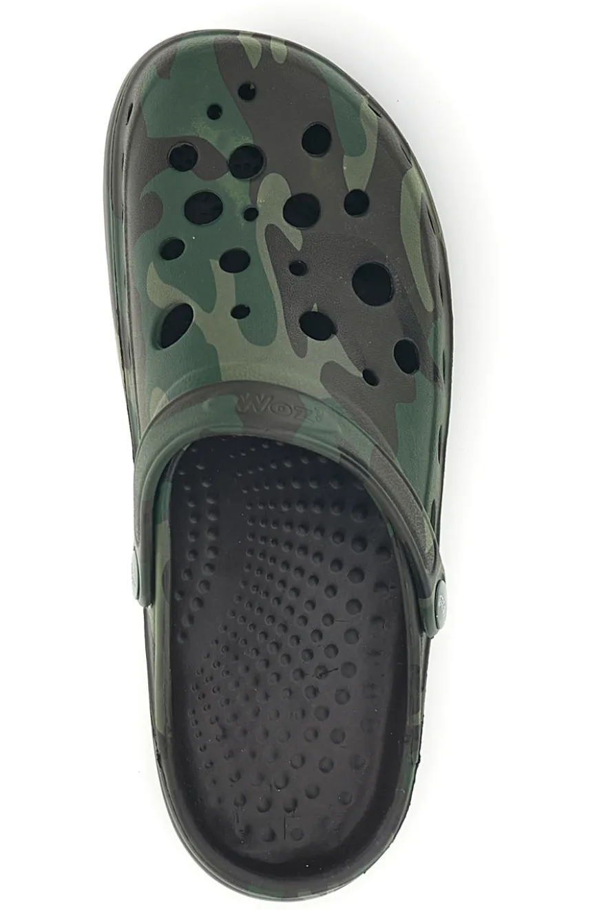 Ciabatte clog verdi camouflage Woz 1