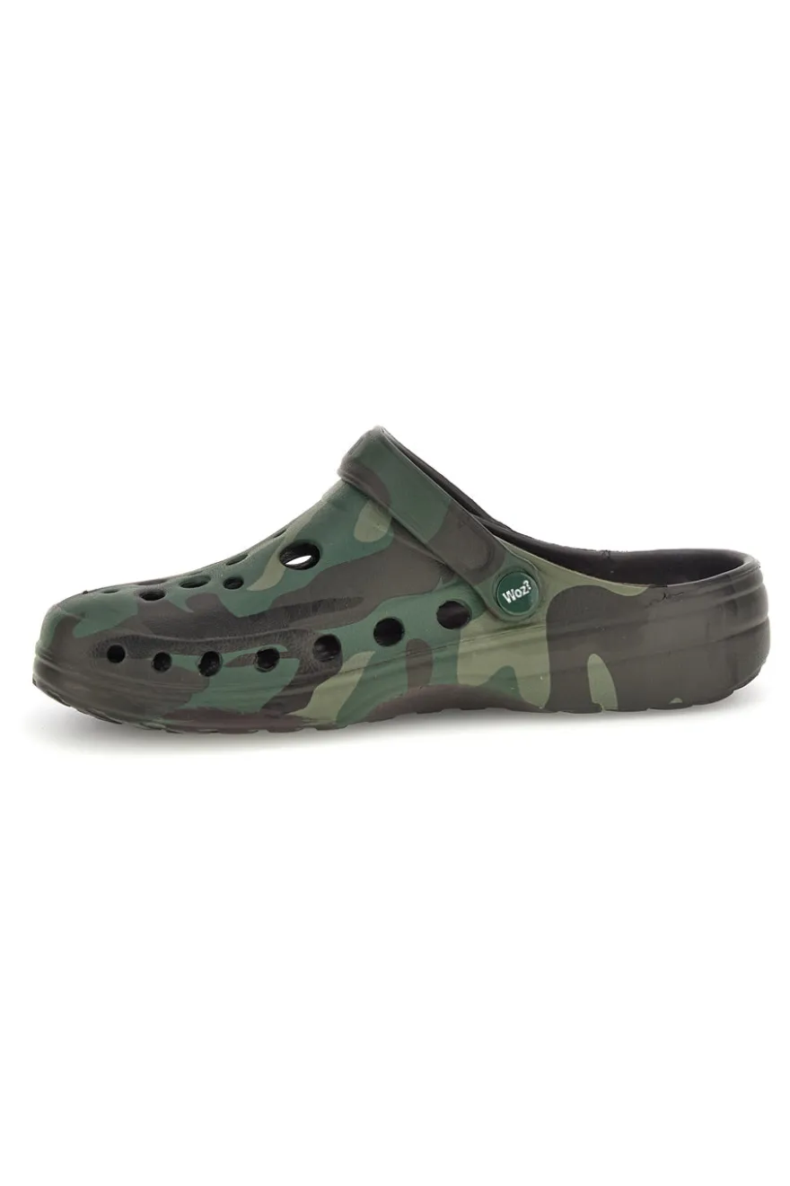 Ciabatte clog verdi camouflage Woz 1