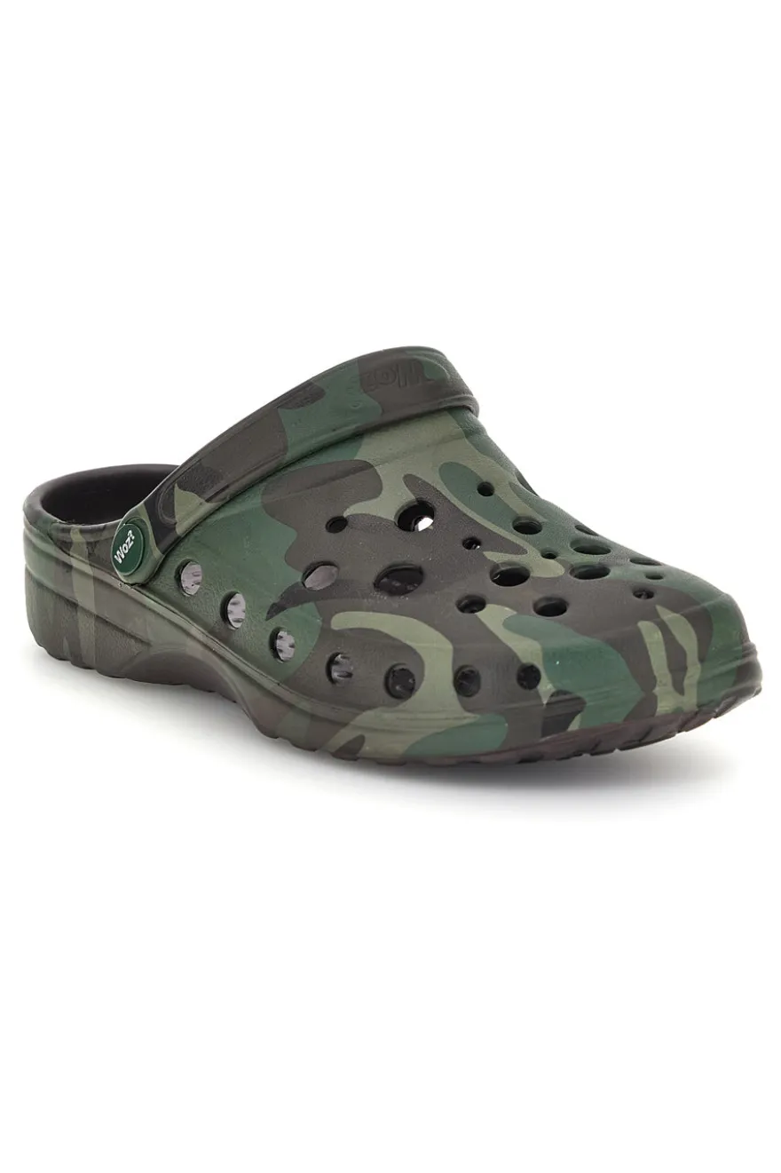 Ciabatte clog verdi camouflage Woz 1