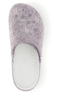 Ciabatte clog viola traforate con stampa Woz 5
