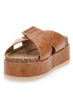 Ciabatte Cognac Con Flatform Laura Biagiotti 8627
