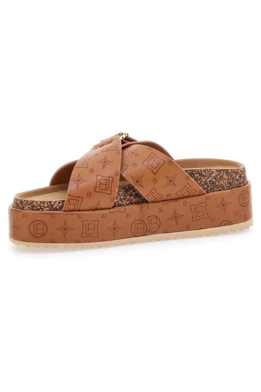 Ciabatte Cognac Con Flatform Laura Biagiotti 8627