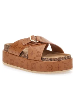 Ciabatte Cognac Con Flatform Laura Biagiotti 8627
