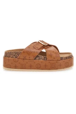 Ciabatte Cognac Con Flatform Laura Biagiotti 8627