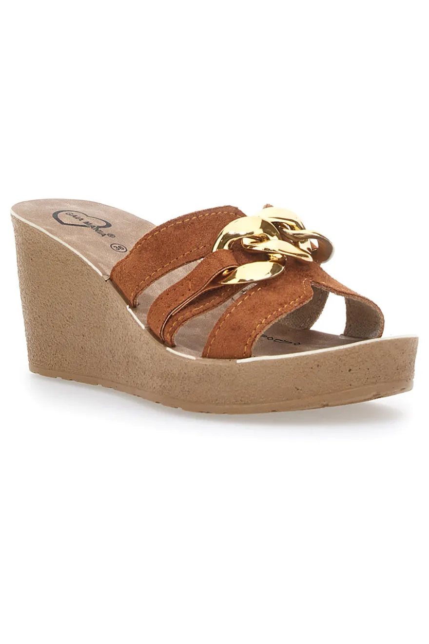 Ciabatte con Zeppa Gaia Mania 106 Cognac