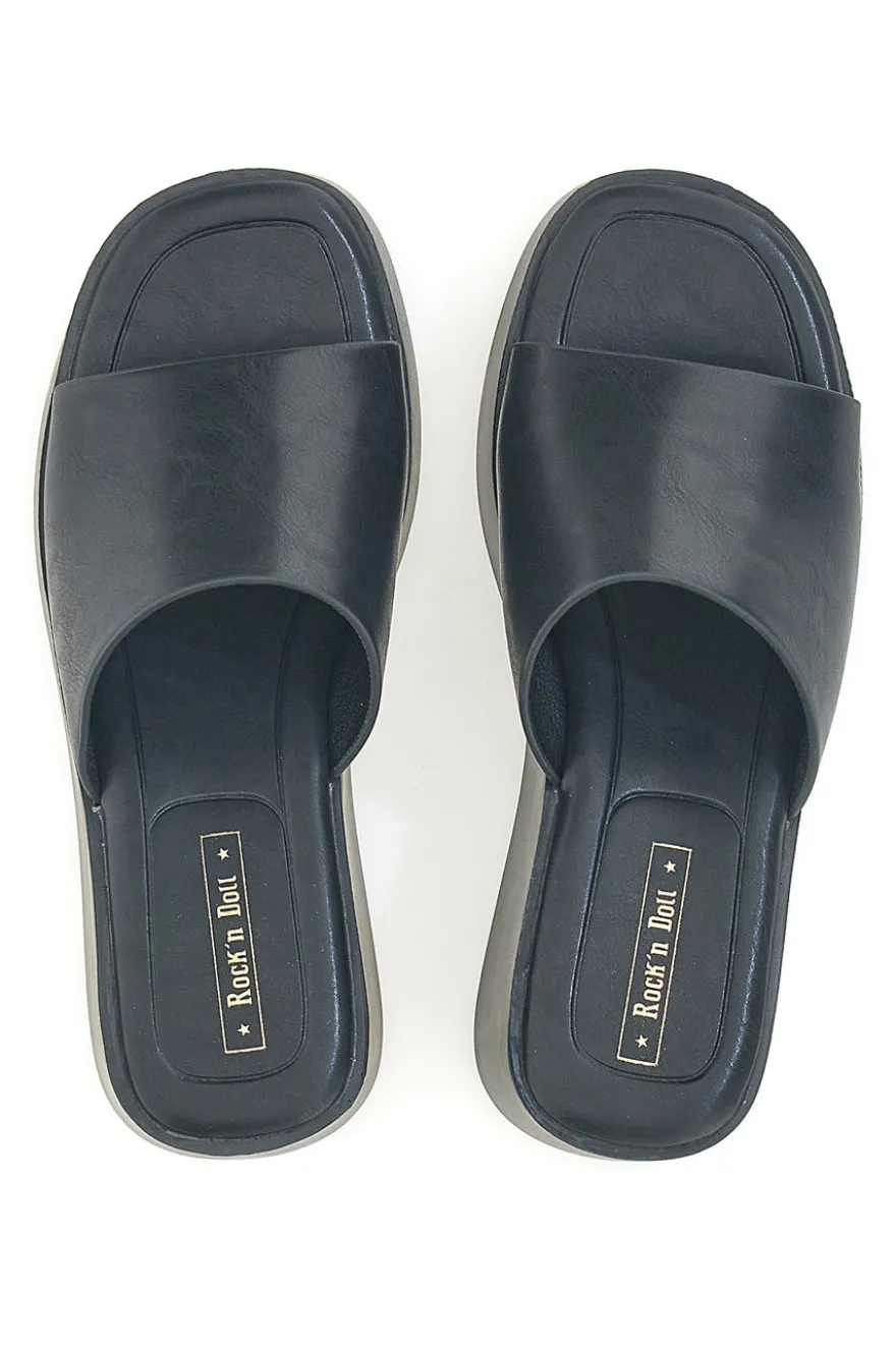 Ciabatte con zeppa neri minimal Rock'n Doll H3T9027