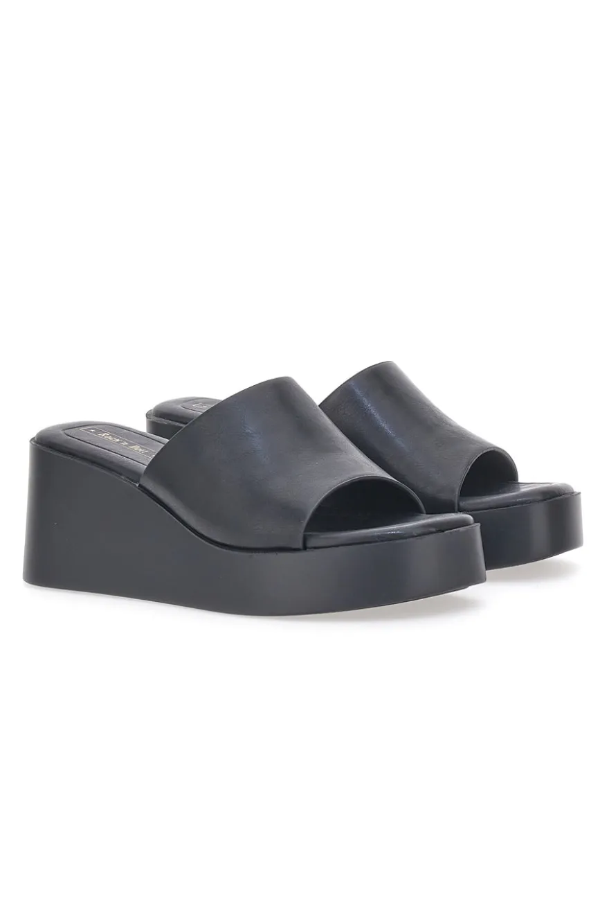 Ciabatte con zeppa neri minimal Rock'n Doll H3T9027