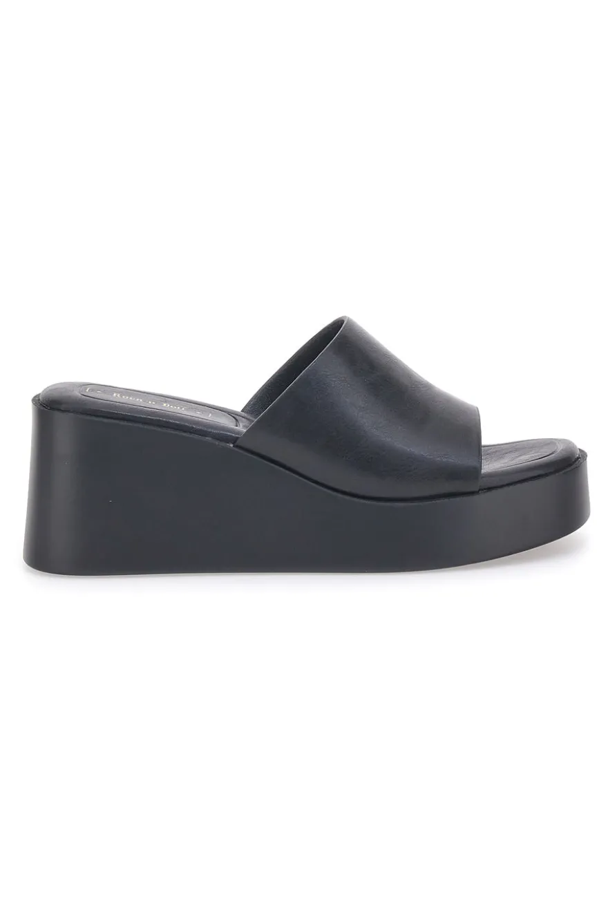 Ciabatte con zeppa neri minimal Rock'n Doll H3T9027