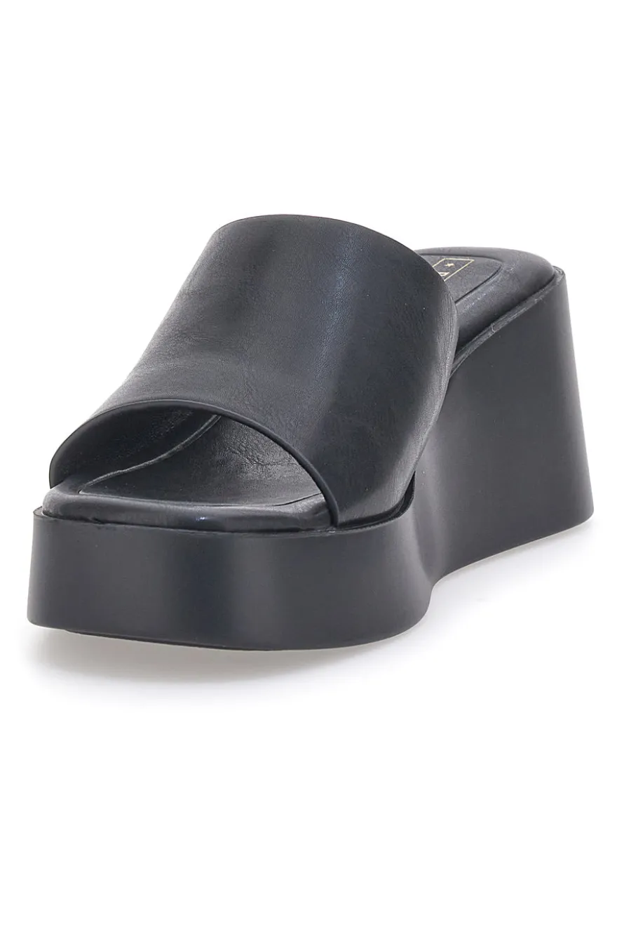 Ciabatte con zeppa neri minimal Rock'n Doll H3T9027
