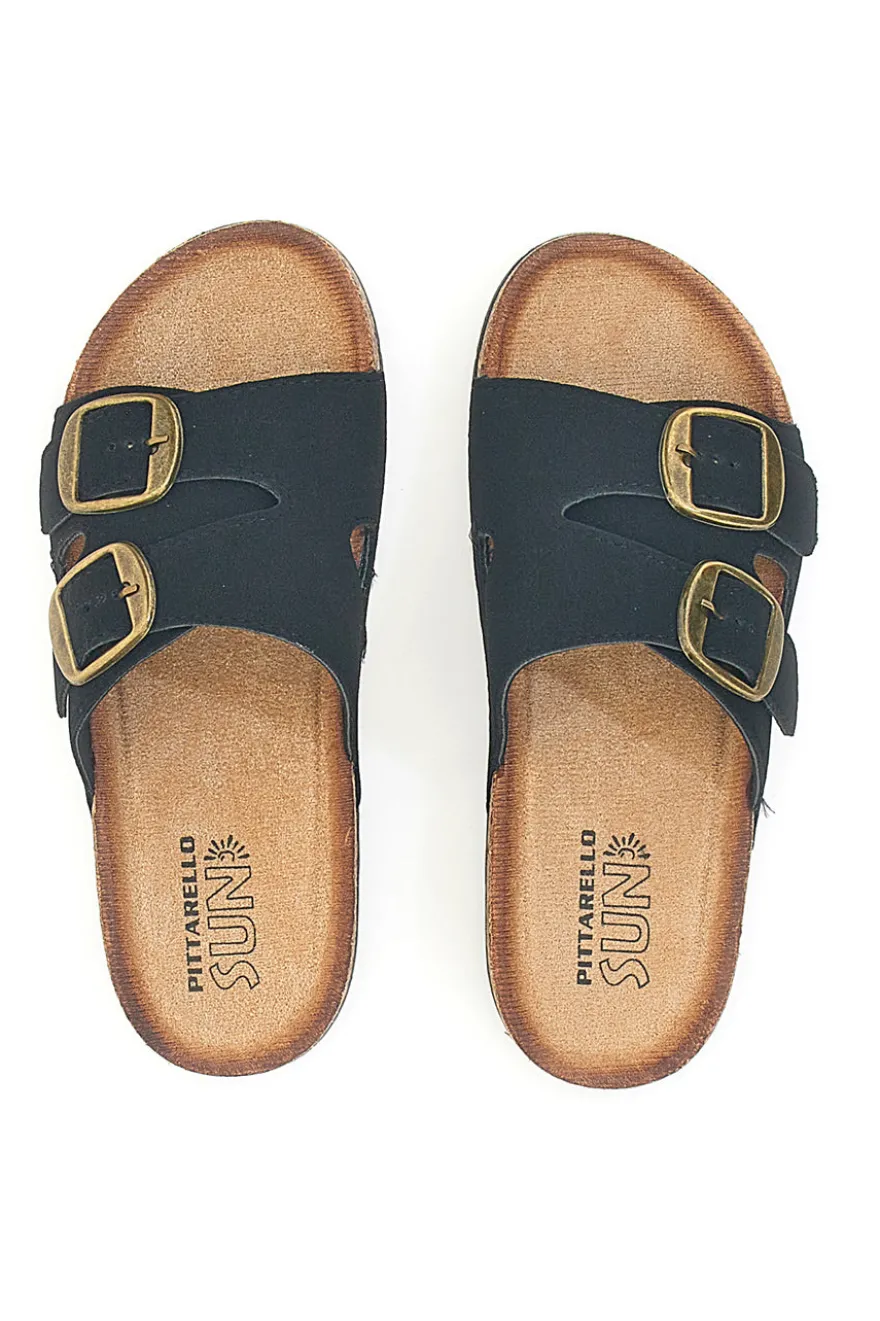 Ciabatte da donna nere con doppia fibbia Pittarello FC2084J1