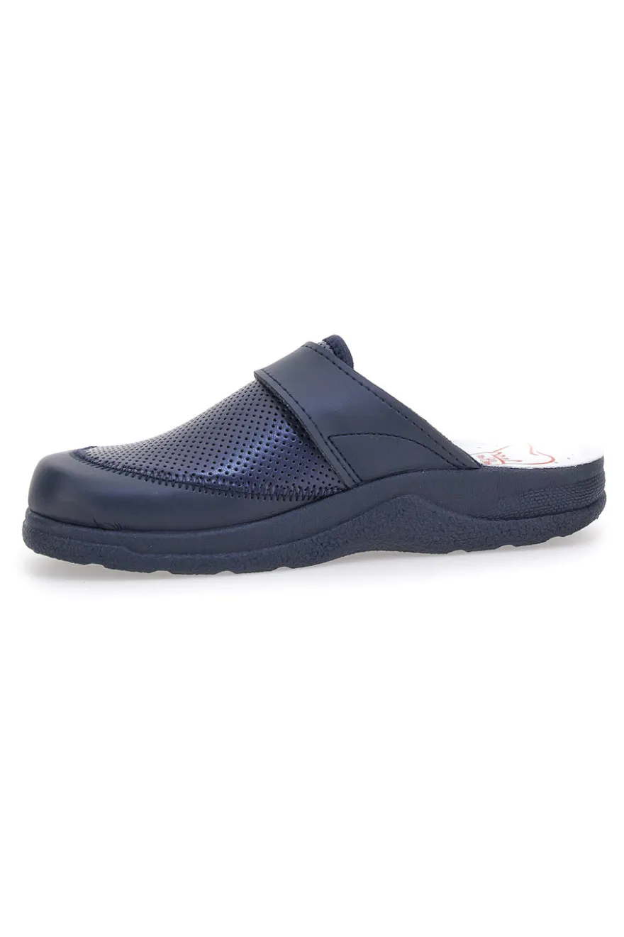 Ciabatte da Lavoro Blu Vera Pelle Made In Italy MR Chef 1668