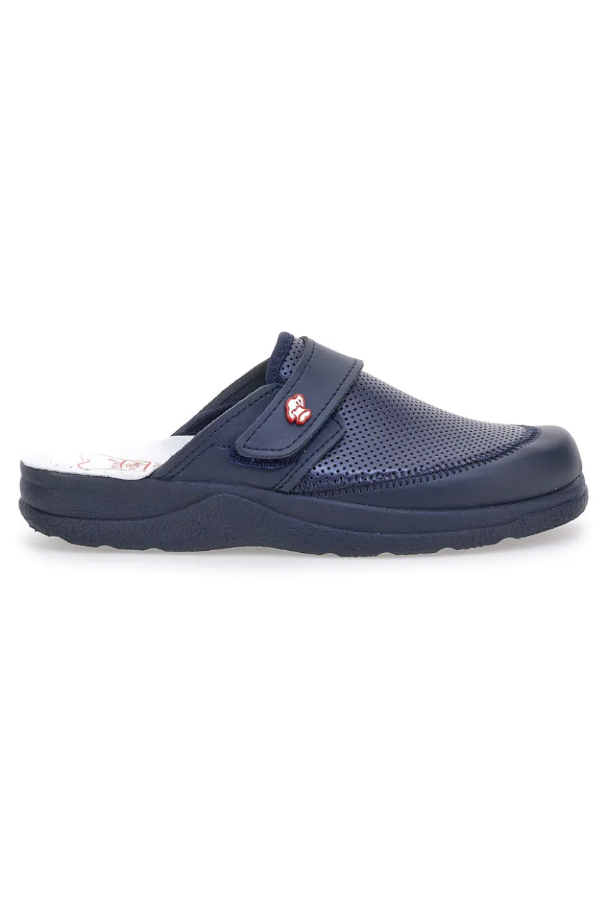 Ciabatte da Lavoro Blu Vera Pelle Made In Italy MR Chef 1668