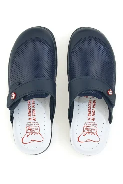 Ciabatte da Lavoro Blu Vera Pelle Made In Italy MR Chef 1668