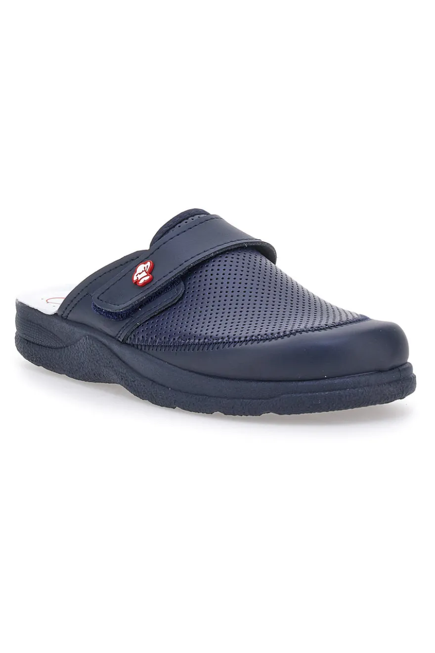 Ciabatte da Lavoro Blu Vera Pelle Made In Italy MR Chef 1668