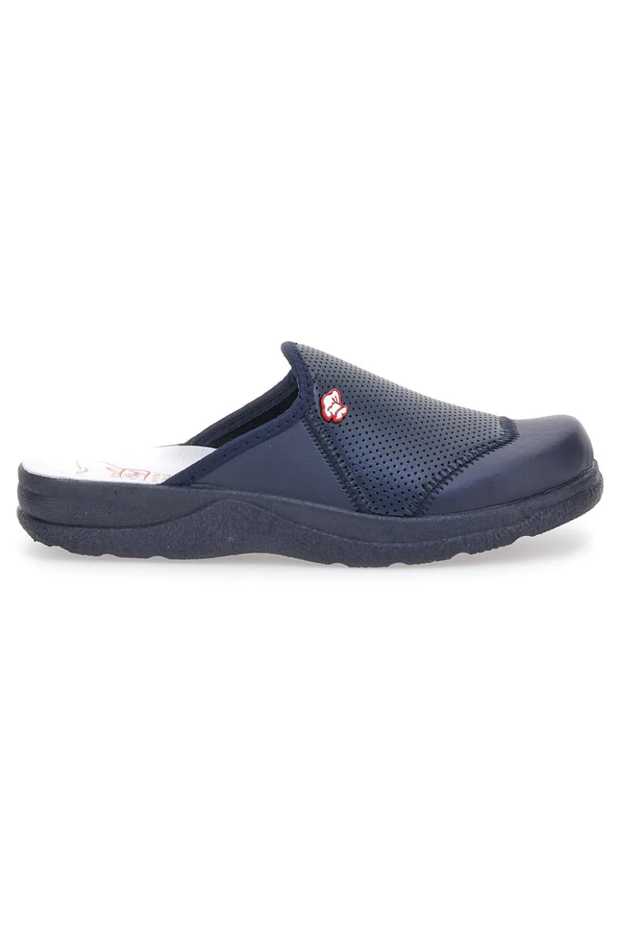 Ciabatte da Lavoro Blu Vera Pelle Made In Italy MR Chef 641