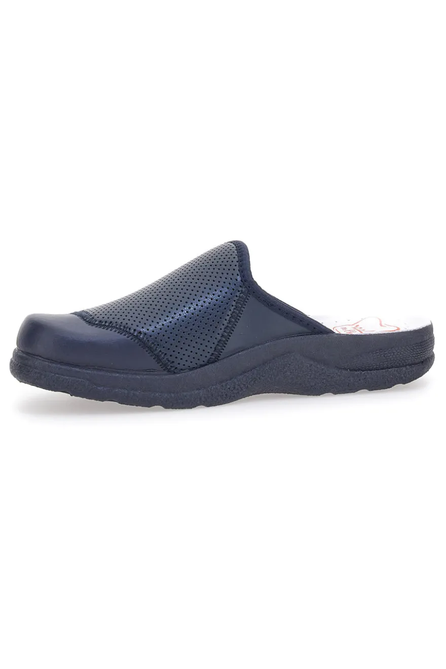 Ciabatte da Lavoro Blu Vera Pelle Made In Italy MR Chef 641