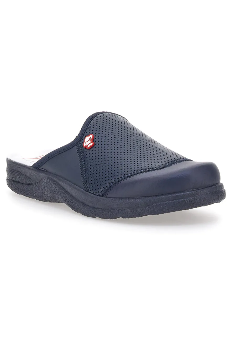 Ciabatte da Lavoro Blu Vera Pelle Made In Italy MR Chef 641