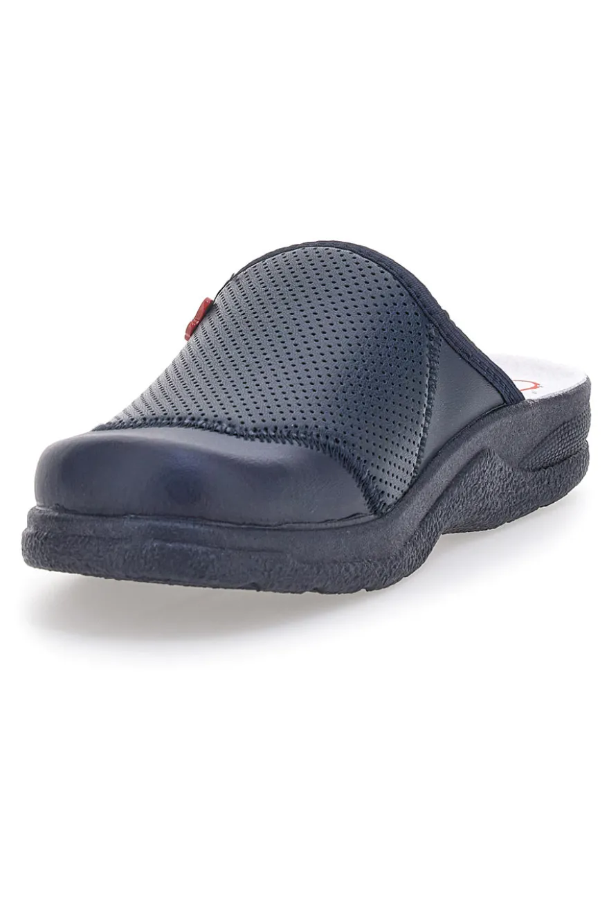 Ciabatte da Lavoro Blu Vera Pelle Made In Italy MR Chef 641