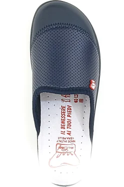 Ciabatte Da Lavoro Blu Vera Pelle Mrs Chef 553