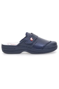 Ciabatte Da Lavoro Blu Vera Pelle Made In Italy Mrs Chef 1568