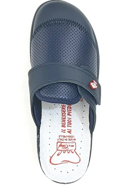 Ciabatte Da Lavoro Blu Vera Pelle Made In Italy Mrs Chef 1568