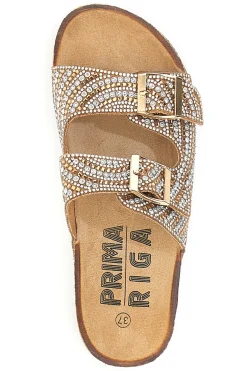 Ciabatte Doppia Fibbia con Strass Prima Riga 14180