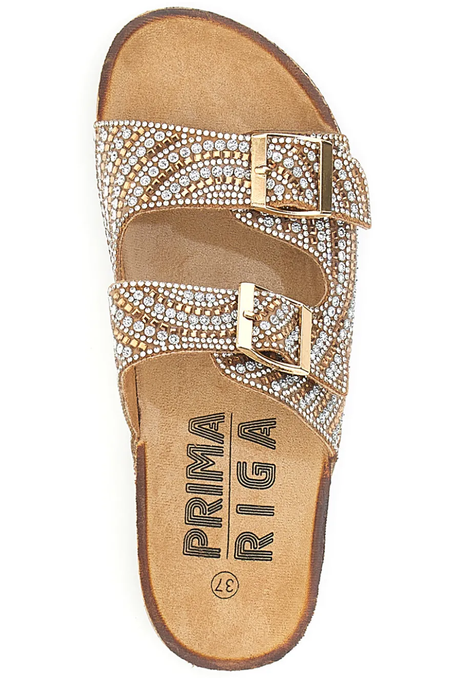 Ciabatte Doppia Fibbia con Strass Prima Riga 14180