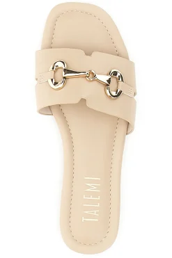 Ciabatte Flat Beige Con Morsetto Oro Talemi 18167