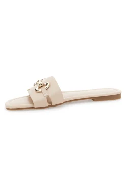 Ciabatte Flat Beige Con Morsetto Oro Talemi 18167