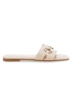 Ciabatte Flat Beige Con Morsetto Oro Talemi 18167