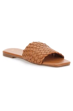 Ciabatte Flat Cognac Con Fascia Incrociata Mon Dieu 5410