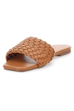Ciabatte Flat Cognac Con Fascia Incrociata Mon Dieu 5410