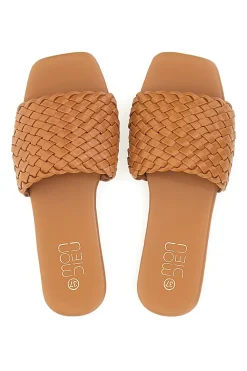 Ciabatte Flat Cognac Con Fascia Incrociata Mon Dieu 5410