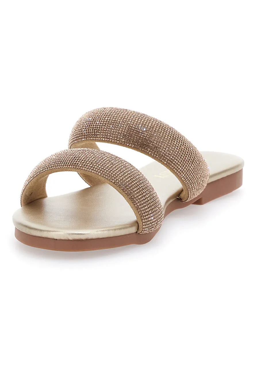 Ciabatte Flat Oro Con Strass Dorati First Lady 439